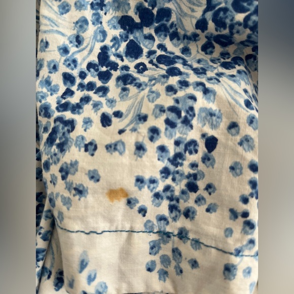 Vintage 50’s Handmade White Blue Floral Shirt Waister Flared Skirt Cotton Dress - Picture 6 of 6